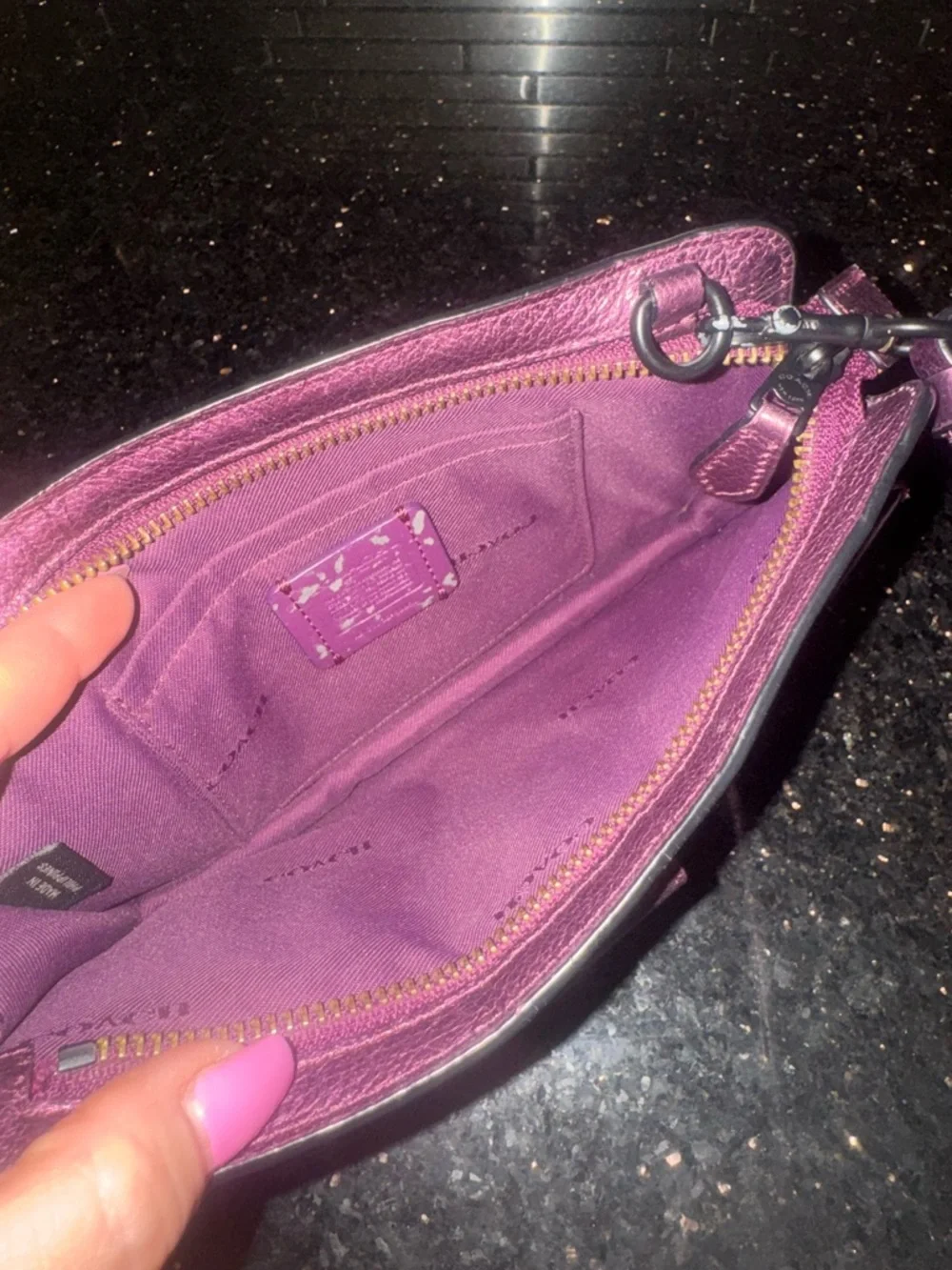 COACH Metallic Plum Crossbody Wallet - Picture 9 of 10